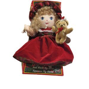 Vintage Cuddle Wit Christmas Plush‎ Doll Plush Red Teddy Bear Music 1994 17"